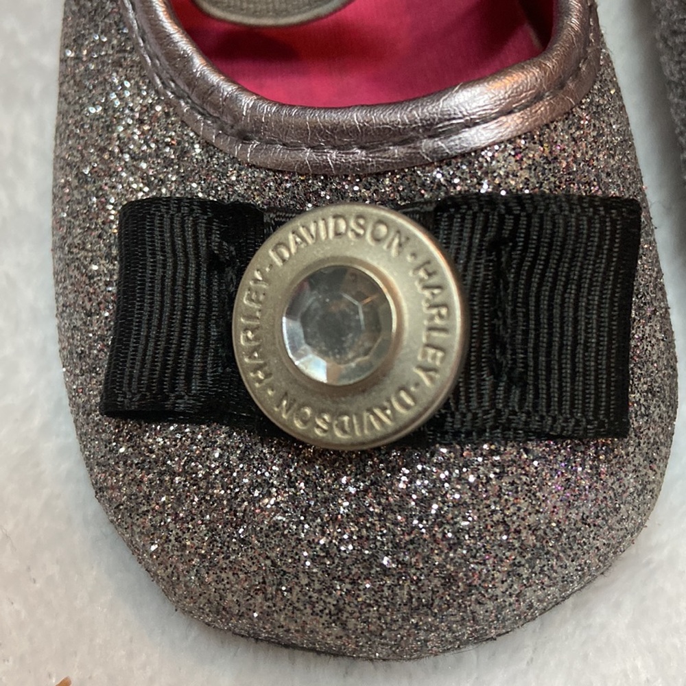 Harley Davidson Cycles Toddler Size 2/3 Silver Sparkle Shoes - Picture 9 of 10